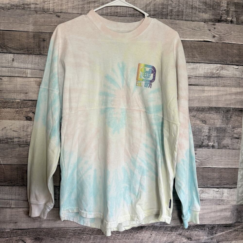Disney Parks Disney World Spirit Jersey XS Pastel Tie Dye Rainbow Long Sleeve